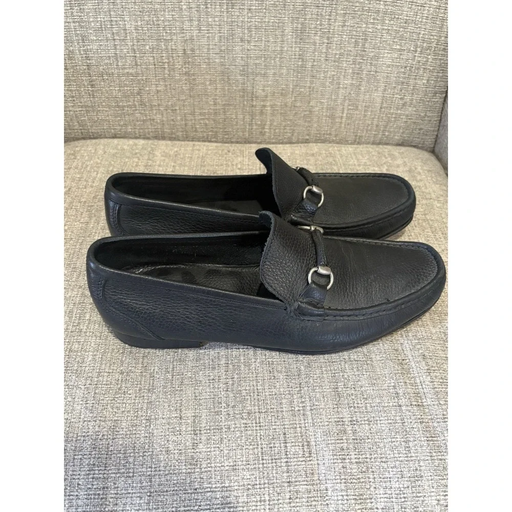 Sandrino By Sandro Moscoloni Malibu Leather Horsebit Loafers Pebbled Black 11.5D